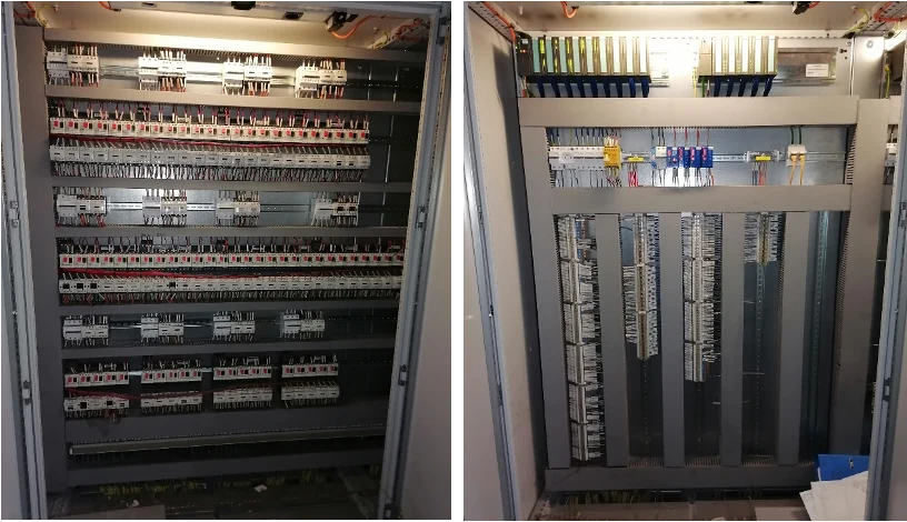 Intérieur d'armoires électriques câblées
